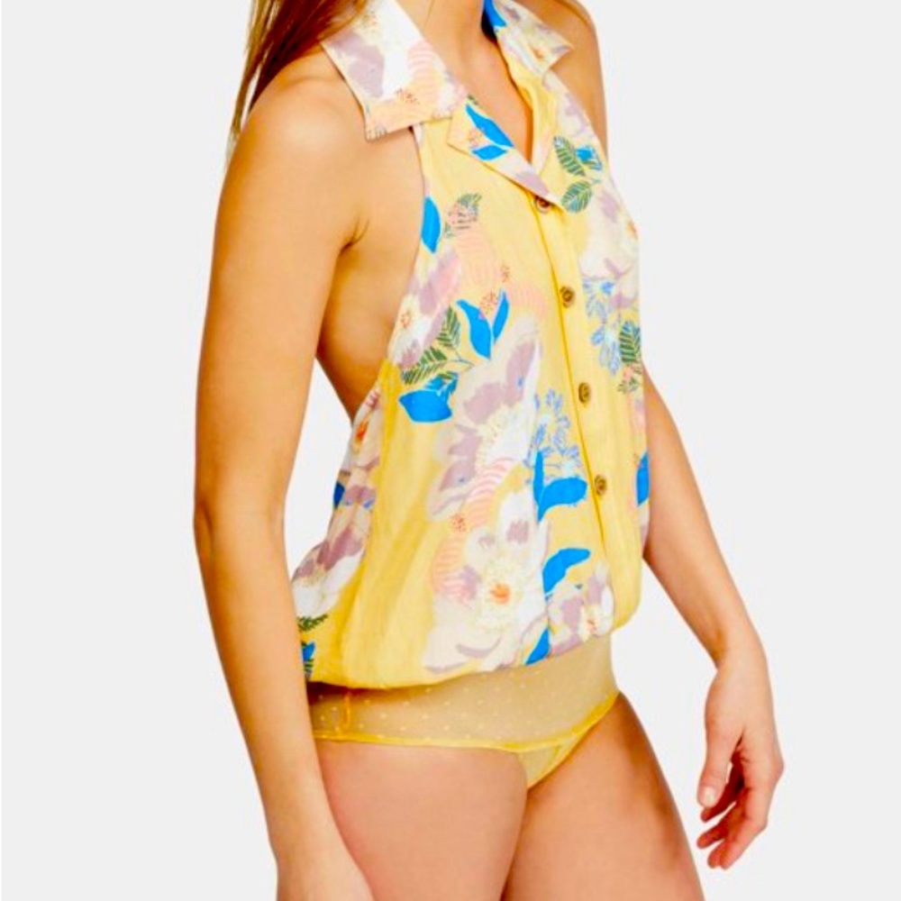 ~ Free People Women’s Floral Sleeveless Body Suit Top